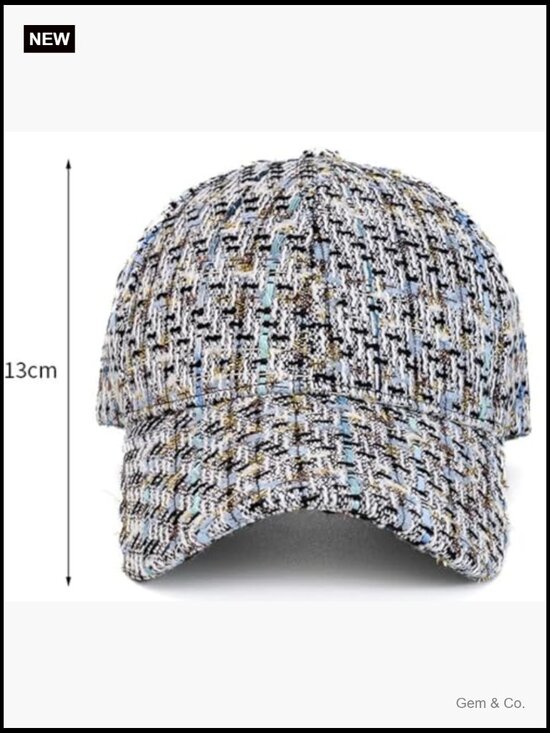 Plaid Tweed Baseball Cap Soft Breathable Warm Adjustable Strap main image 7